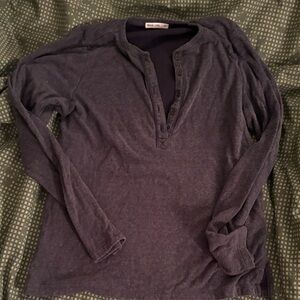 Marine Layer Dark Gray Long Sleeve Henley Shirt